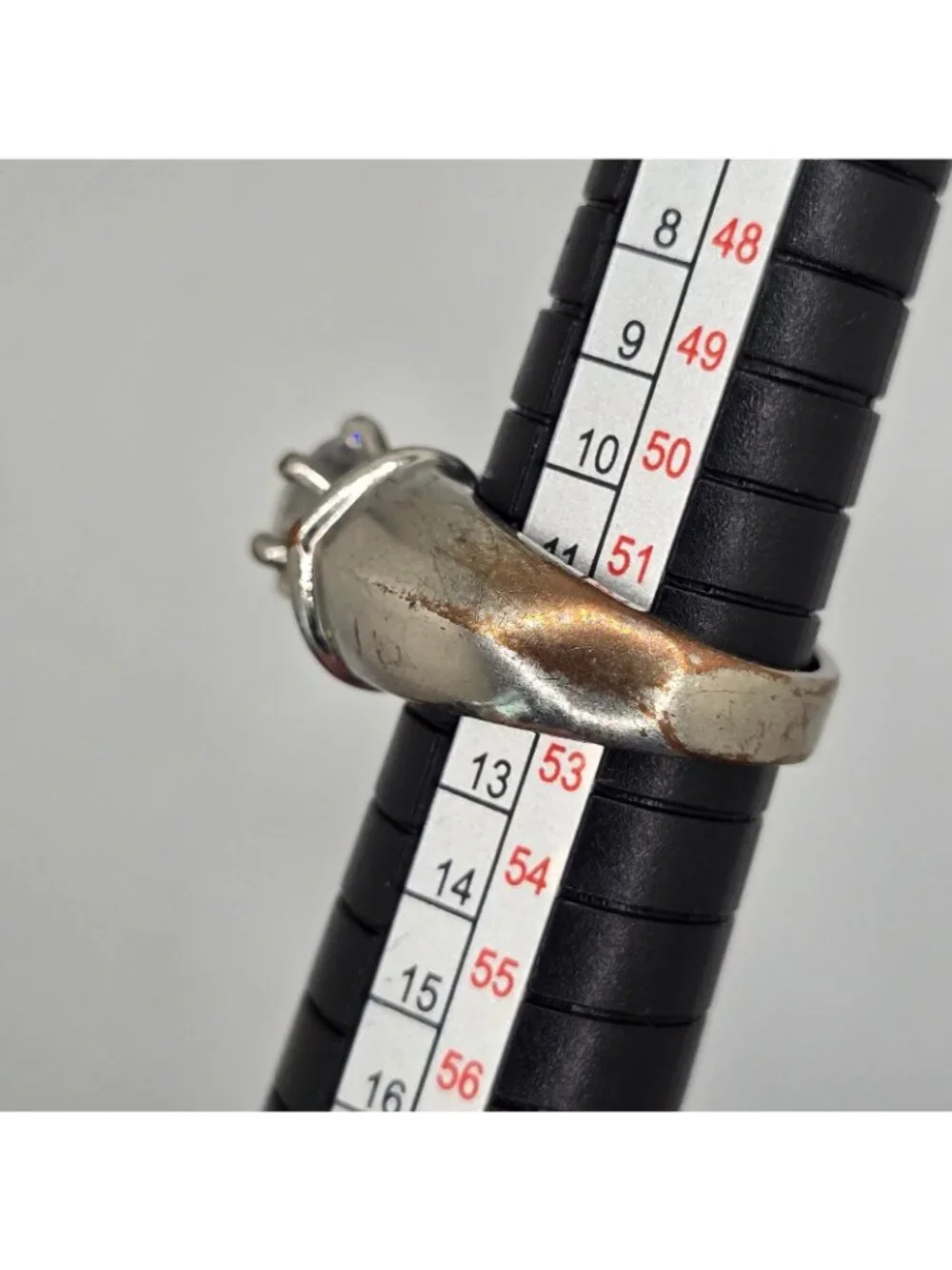 Vintage Silver-Tone Cocktail Ring Large Clear Center Stone Baguette Accents Size
